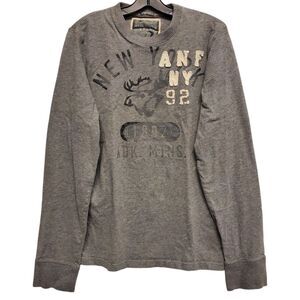 ABERCROMBIE & FITCH Shirt Mens Medium Gray MUSCLE FIT Embroidered Graphic Print